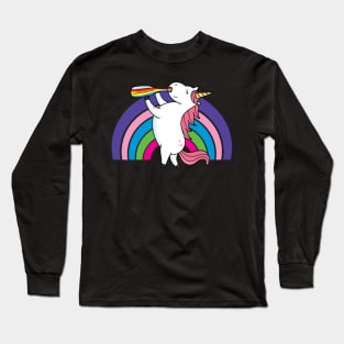 Drunken Unicorn Rainbow- Long Sleeve T-Shirt